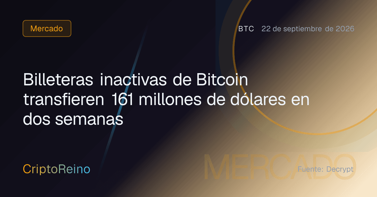 Billeteras inactivas de Bitcoin transfieren 161 millones de dólares en dos semanas