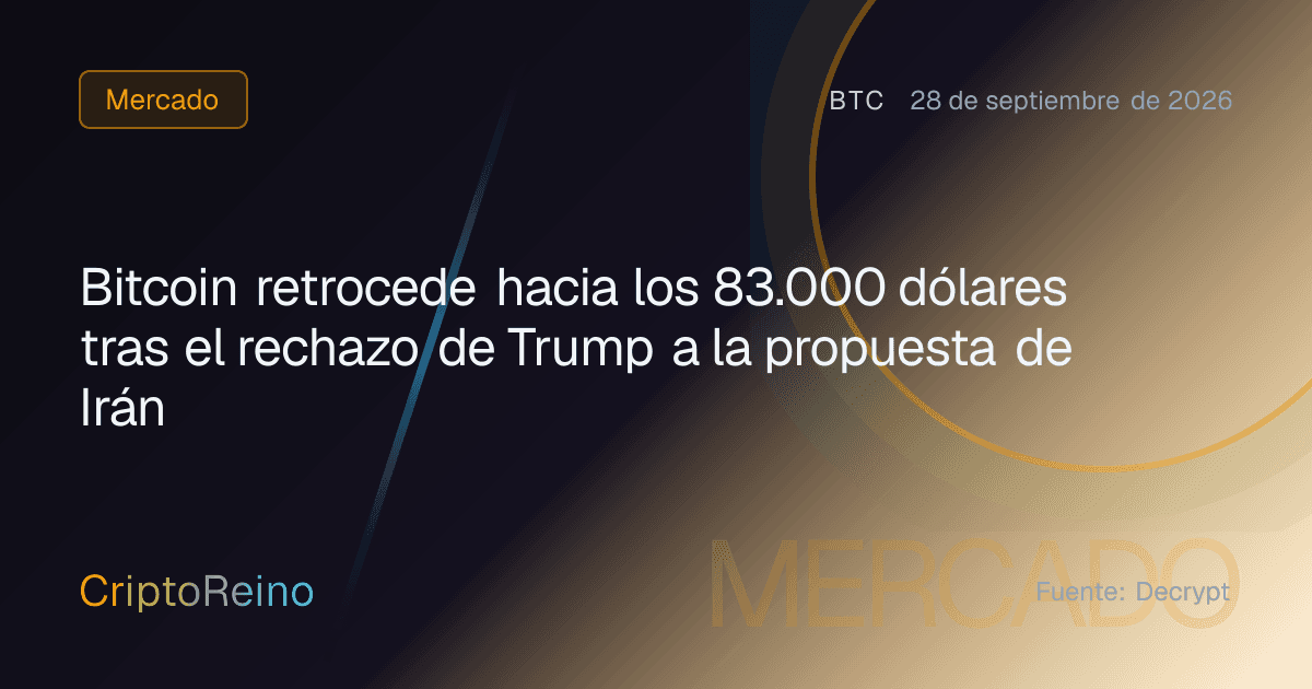 Bitcoin retrocede hacia los 83.000 dólares tras el rechazo de Trump a la propuesta de Irán
