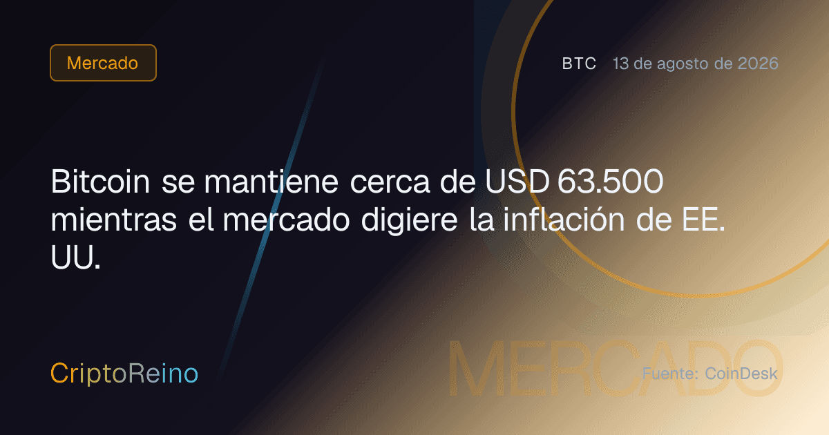 Bitcoin se mantiene cerca de USD 63.500 mientras el mercado digiere la inflación de EE. UU.