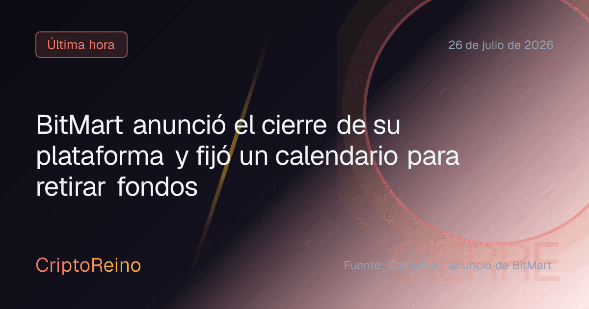 BitMart anunció el cierre de su plataforma y fijó un calendario para retirar fondos