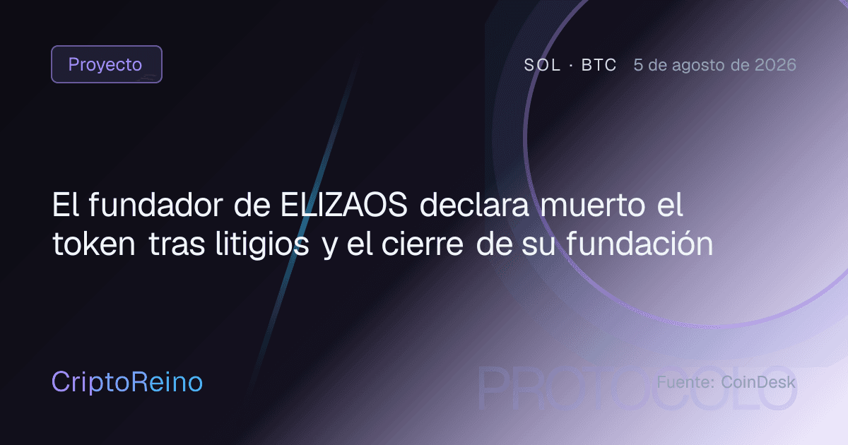 El fundador de ELIZAOS declara muerto el token tras litigios y el cierre de su fundación