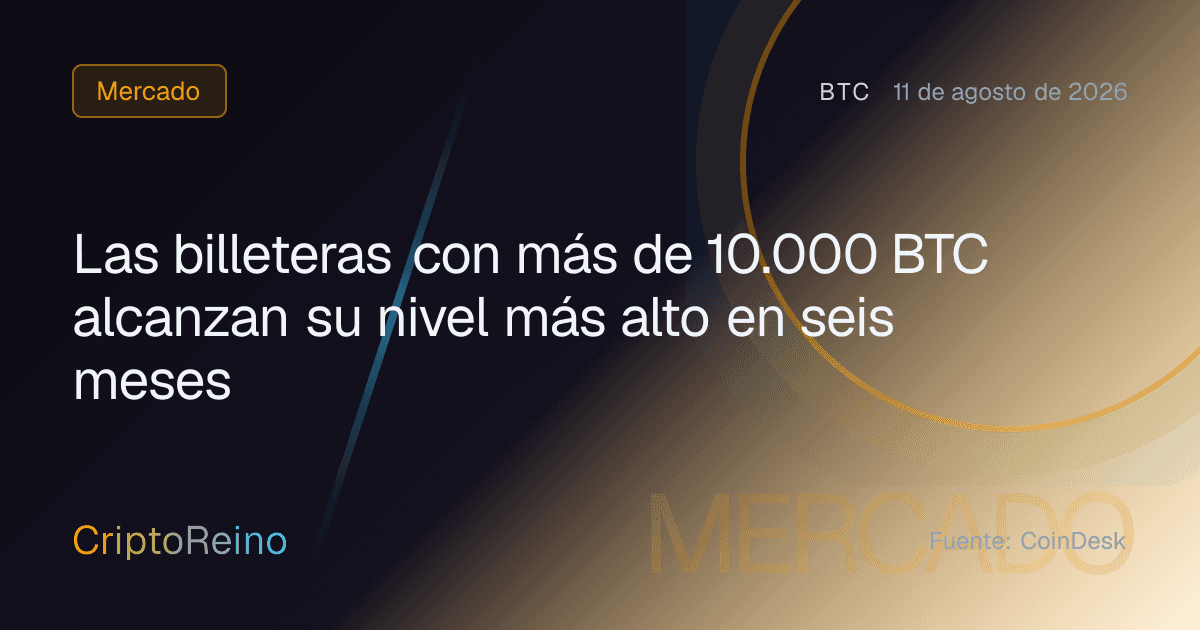 Las billeteras con más de 10.000 BTC alcanzan su nivel más alto en seis meses