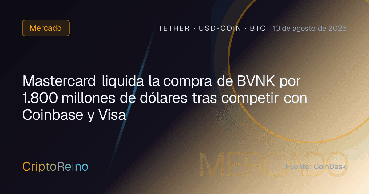 Mastercard liquida la compra de BVNK por 1.800 millones de dólares tras competir con Coinbase y Visa