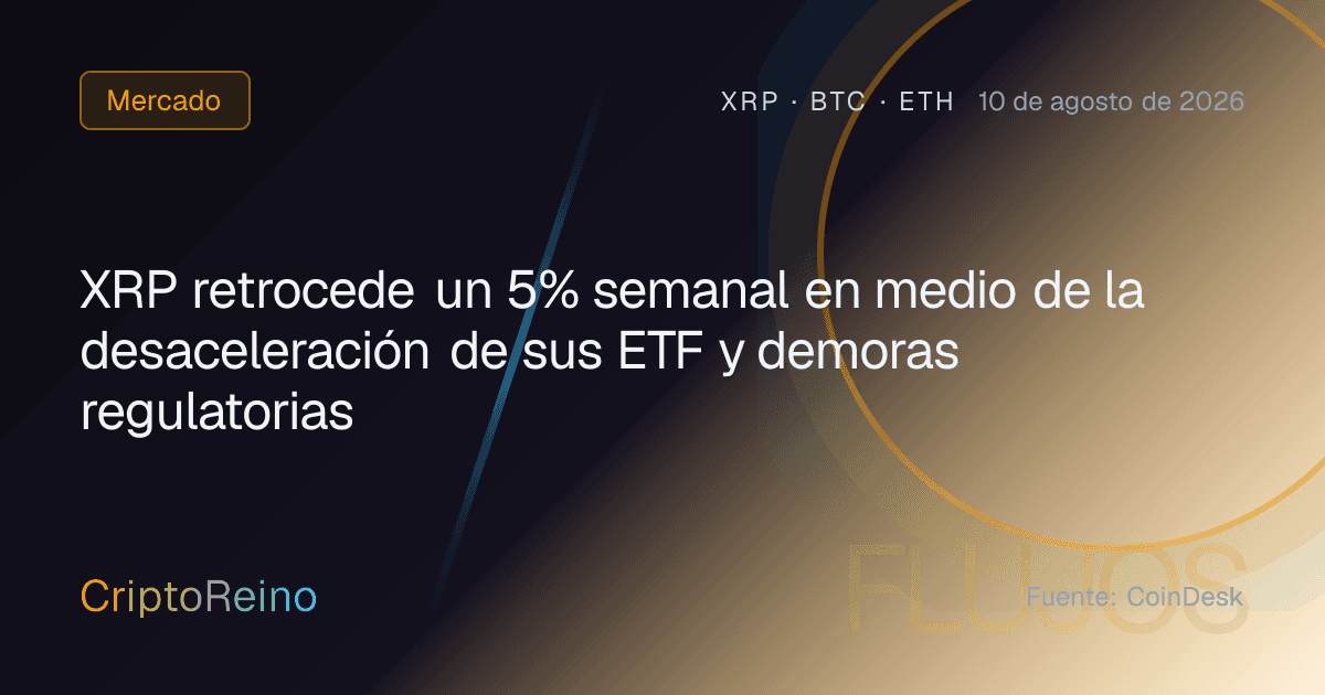 XRP retrocede un 5% semanal en medio de la desaceleración de sus ETF y demoras regulatorias